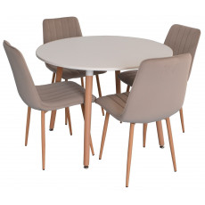 Набор мебели Eva стол DT 402-1 + 4 стула XR-154WO Light beige8 (velur)