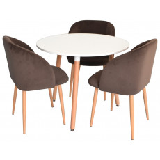 Набор мебели Eva стол DT 404-1 + 3 стула LC-618WO Dark Brown 16 (velur)