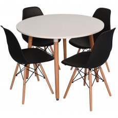 Set de mobilă Eva masa DT 402-1 + 4 scaune LC-021 Black (plastic)