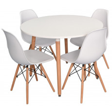 Set de mobilă Eva masa DT 402-1 + 4 scaune LC-021 White (plastic)
