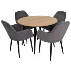Набор мебели Eva стол DT 402-2 + 4 стула LC-621B Dark Grey57 (velur)