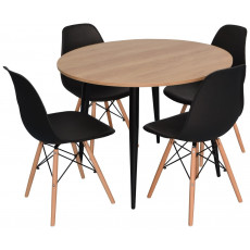 Set de mobilă Eva masa DT 402-2 + 4 scaune LC-021 Black