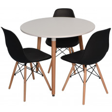 Set de mobilă Eva masa DT 404-1 + 3 scaune LC-021 Black (plastic)