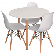 Set de mobilă Eva masa DT 404-1 + 3 scaune LC-021 White (plastic)