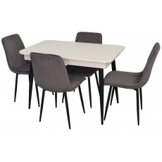 Set de mobilă Eva masa DT 431-1R B + 4 scaune XR-154B Dark Grey57 (velur)