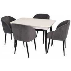 Набор мебели Eva стол DT 432-1R B + 4 стула LC-618B Dark Grey 57(velur)