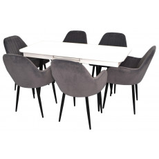 Набор мебели Eva стол DT 432-1R B + 6 стула LC-621B Dark Grey 57(velur)