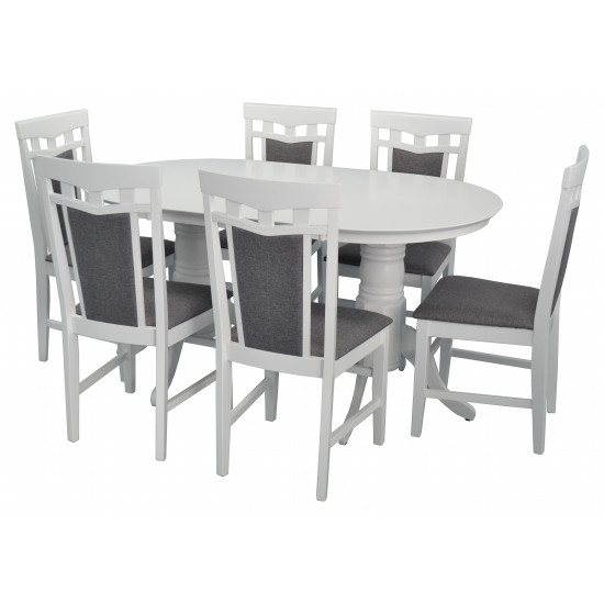 Набор мебели Eva Стол HV-24V White + 6 стульев DEPPA R (White, NV-10WP Grey)