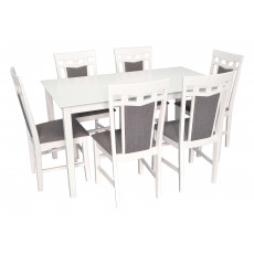 Set de mobilă Eva Masa SANFLOWER + 6 scaune DEPPA R (White, NV-10WP Grey)