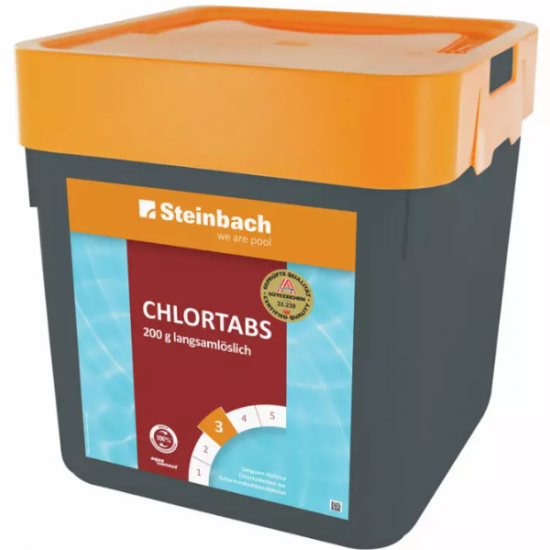 Таблетки хлора Steinbach 752205 медленно растворимые, 200 г, шаг 3, упаковка 5 кг