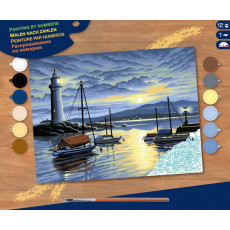 Sequin Art Paint by Numbers SQ0427 Set creativ ,,Harbour at Sunri'' Sequin Art Paint by Numbers SQ0427 Set creativ ,,Harbour at Sunri''
