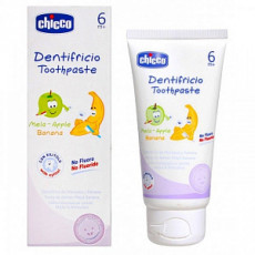Pastă de dinți Chicco pentru copii cu gust de măr și banană, 50 ml Pastă de dinți Chicco pentru copii cu gust de măr și banană, 50 ml