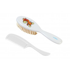 Set BabyOno Perie din păr natural moale si pieptene, White Set BabyOno Perie din păr natural moale si pieptene, White