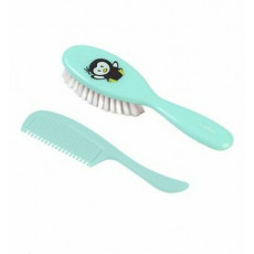 Perie și pieptene BabyOno din păr natural și mâner din cauciuc, Mint Perie și pieptene BabyOno din păr natural și mâner din cauciuc, Mint