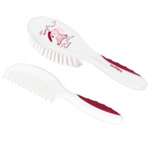 Perie și pieptene BabyOno din păr natural, White Perie și pieptene BabyOno din păr natural, White