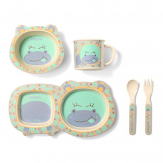 Set veselă pentru copii BabyOno HIPHIP BAMBOO din bambus Blue Set veselă pentru copii BabyOno HIPHIP BAMBOO din bambus Blue